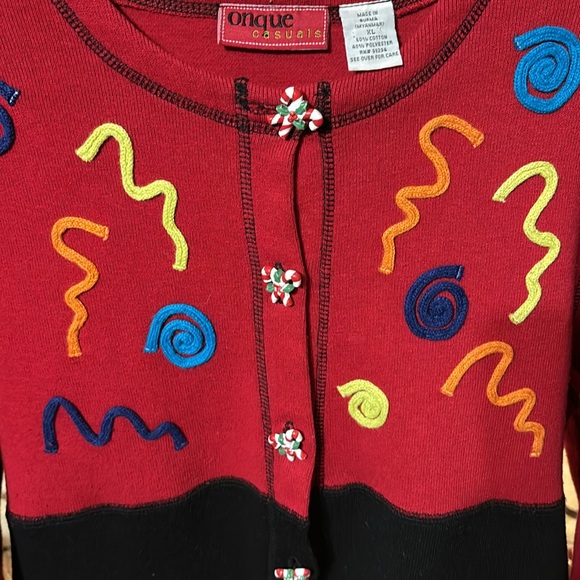 Onque Casuals | Vintage Reindeer Ugly Christmas Sweater Cardigan | XL - Picture 3 of 9